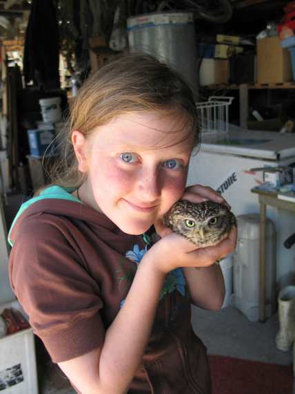 Jewelia with Little Owl late 2006